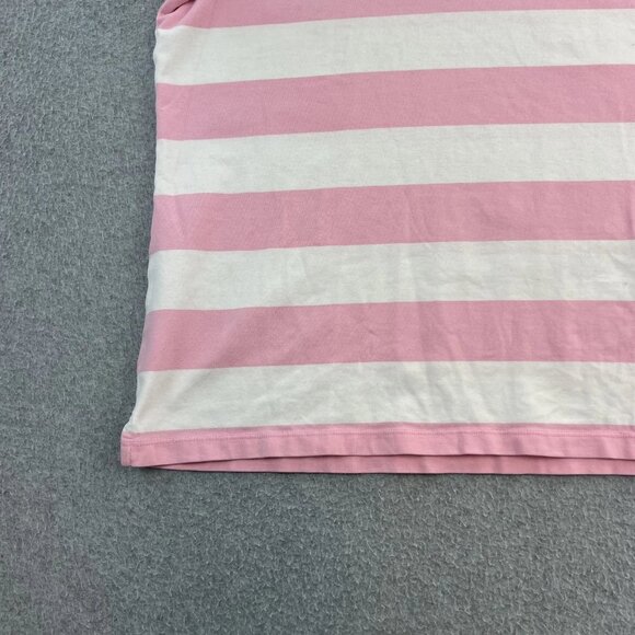 Lauren Ralph Lauren Polo Shirt Womens XL Pink White Striped Collared Rugby Top - Picture 7 of 11